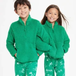 Kids' Faux Shearling Matching Family Half Zip-Up Pullover - Wondershop™ Green -Home Decoration Shop GUEST 072daf44 a631 432a a247 f924db0ef3e9
