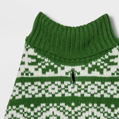 Snow Shoe Lodge Fairisle Cat And Dog Sweater - Green/Cream - Wondershop™ 5 Snow Shoe Lodge Fairisle Cat And Dog Sweater - Green/Cream - Wondershop™ - Image 3