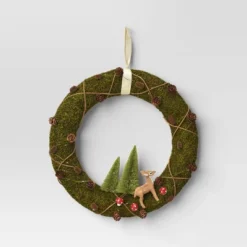16" Battery Operated Lit Woodland Scene Moss Artificial Christmas Wreath Green - Wondershop™ -Home Decoration Shop GUEST 202e8701 8458 4863 b6bc fdb43de32afe