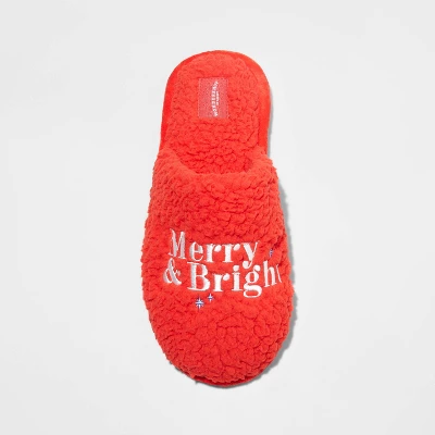 Women's Holiday Merry & Bright Scuff Slippers - Wondershop™ Red 4 Women's Holiday Merry & Bright Scuff Slippers - Wondershop™ Red - Image 2