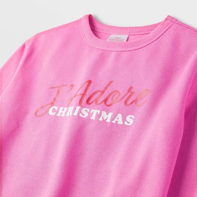 Kids' J'Adore Christmas Matching Family Sweatshirt - Wondershop™ Pink 5 Kids' J'Adore Christmas Matching Family Sweatshirt - Wondershop™ Pink - Image 3