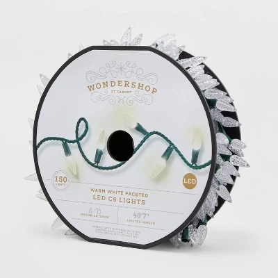 150ct LED C6 Faceted Christmas String Lights Warm White With Green Wire - Wondershop™ 5 150ct LED C6 Faceted Christmas String Lights Warm White With Green Wire - Wondershop™ - Image 3