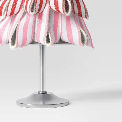 17" Glittered Striped Ribbon Christmas Tree Sculpture - Wondershop™ Pink/Red/White 4 17" Glittered Striped Ribbon Christmas Tree Sculpture - Wondershop™ Pink/Red/White - Image 2