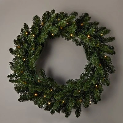 28" Pre-lit Battery Operated Artificial Christmas Wreath LED Dual Color Lights - Wondershop™ 4 28" Pre-lit Battery Operated Artificial Christmas Wreath LED Dual Color Lights - Wondershop™ - Image 2