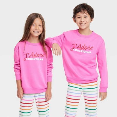 Kids' J'Adore Christmas Matching Family Sweatshirt - Wondershop™ Pink 7 Kids' J'Adore Christmas Matching Family Sweatshirt - Wondershop™ Pink - Image 5