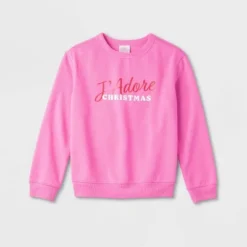 Kids' J'Adore Christmas Matching Family Sweatshirt - Wondershop™ Pink