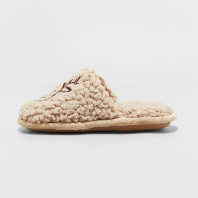 Kids' Holiday Reindeer Happy Face Scuff Slippers - Wondershop™ Brown 3 Kids' Holiday Reindeer Happy Face Scuff Slippers - Wondershop™ Brown