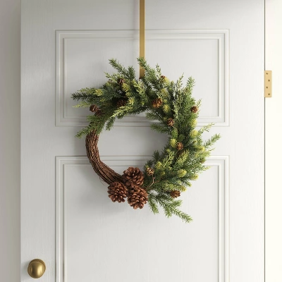 20" Mixed Greenery With Pinecones And Vine Artificial Christmas Wreath Green - Wondershop™ 3 20" Mixed Greenery With Pinecones And Vine Artificial Christmas Wreath Green - Wondershop™