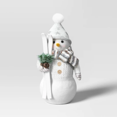 19.25" Fabric Snowman Figurine With Skis - Wondershop™ White 5 19.25" Fabric Snowman Figurine With Skis - Wondershop™ White - Image 3