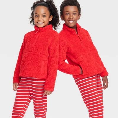 Kids' Faux Shearling Matching Family Half Zip-Up Pullover - Wondershop™ Red 7 Kids' Faux Shearling Matching Family Half Zip-Up Pullover - Wondershop™ Red - Image 5