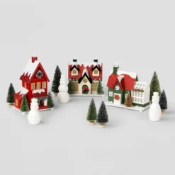 12pc Battery Operated Lit Winter Village Set Red/Green - Wondershop™ -Home Decoration Shop GUEST 8f5ea7c4 72a8 4526 9a18 254a4f2be22a