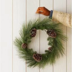22in Unlit Iced Long Needle And Pinecone Artificial Christmas Wreath - Wondershop™ -Home Decoration Shop GUEST 94c9df1c 4300 4424 915e 2fbf3b4b7eca