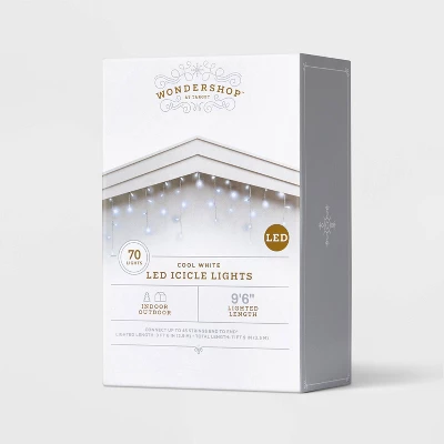 70ct LED Christmas Icicle Lights Cool White With White Wire - Wondershop™ 5 70ct LED Christmas Icicle Lights Cool White With White Wire - Wondershop™ - Image 3