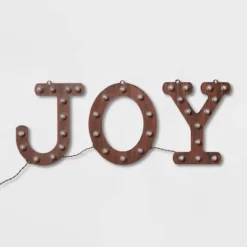 Hanging Lit 'JOY' Sign Brushed Bronze With Warm White Lights - Wondershop™ -Home Decoration Shop GUEST 97ae30fd a11c 47c1 8915 1f1cf78aaf51