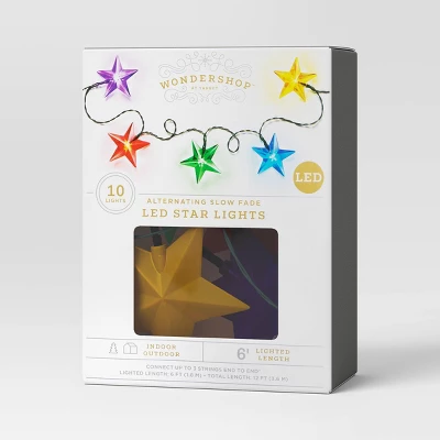 10ct LED Star Alternating Slow Fade Christmas String Lights Multicolor Green Wire - Wondershop™ 5 10ct LED Star Alternating Slow Fade Christmas String Lights Multicolor Green Wire - Wondershop™ - Image 3