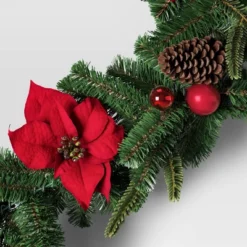 6' Mixed Greenery With Poinsettia Flowers Decorated Artificial Christmas Garland - Wondershop™ -Home Decoration Shop GUEST a6674f49 ca44 493d 9e87 c9e8de7fd241