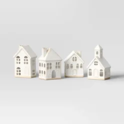 10pc Battery Operated Ceramic Christmas Village Set With Bottle Brush Trees - Wondershop™ White/Tan -Home Decoration Shop GUEST aa1ec4a3 06c6 46ac 9e80 65af87efb80d