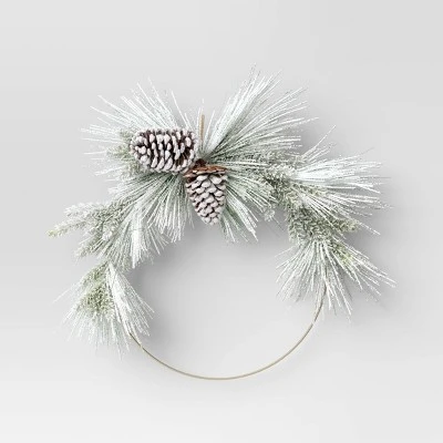 22" Pre-lit Flocked Mixed Pine With Glittered Pinecones Gold Hoop Artificial Christmas Wreath Warm White Lights - Wondershop™ 5 22" Pre-lit Flocked Mixed Pine With Glittered Pinecones Gold Hoop Artificial Christmas Wreath Warm White Lights - Wondershop™ - Image 3