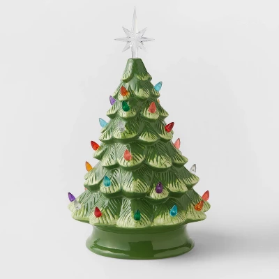 14.5" Battery Operated Lit Ceramic Christmas Tree Green - Wondershop™ 3 14.5" Battery Operated Lit Ceramic Christmas Tree Green - Wondershop™