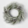 28" Pre-lit Battery Operated LED Flocked Long Needle Artificial Christmas Wreath Warm White Lights - Wondershop™ -Home Decoration Shop GUEST ae25e478 490f 40d3 9ba4 37686150ffc3