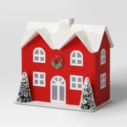 12pc Battery Operated Glittered Paper Christmas Village Set With Bottle Brush Trees And Snowmen - Wondershop™ White/Pink/Blue -Home Decoration Shop GUEST b70eec71 18da 47d8 a8ef f12e5b08b32c