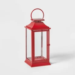Home Decoration Shop 22 17" Decorative Metal Christmas Lantern Red - Wondershop™