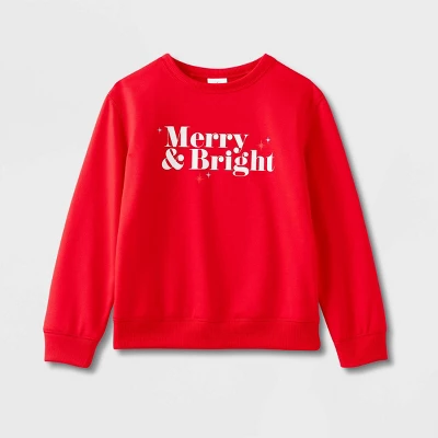 Kids' Merry & Bright Matching Family Sweatshirt - Wondershop™ Red 3 Kids' Merry & Bright Matching Family Sweatshirt - Wondershop™ Red