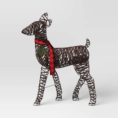 LED 37" Faux Rattan Doe Christmas Novelty Sculpture Light Warm White - Wondershop™ 4 LED 37" Faux Rattan Doe Christmas Novelty Sculpture Light Warm White - Wondershop™ - Image 2
