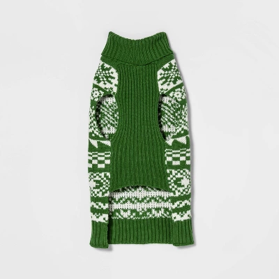 Snow Shoe Lodge Fairisle Cat And Dog Sweater - Green/Cream - Wondershop™ 4 Snow Shoe Lodge Fairisle Cat And Dog Sweater - Green/Cream - Wondershop™ - Image 2