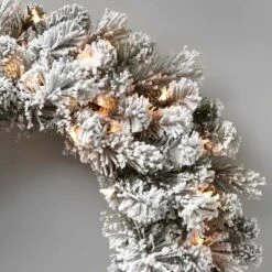 28in Pre-lit Flocked Artificial Cashmere Christmas Wreath Clear Lights - Wondershop™ -Home Decoration Shop GUEST cd8318dd 72f9 4945 bf60 05cc5fca3981