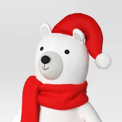 23.5" Fabric Polar Bear Holding Gift Animal Statue - Wondershop™ White 4 23.5" Fabric Polar Bear Holding Gift Animal Statue - Wondershop™ White - Image 2