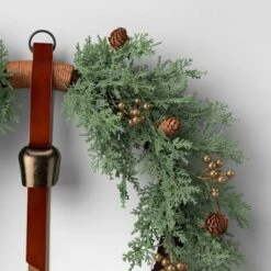 20" Cypress And Vine Artificial Christmas Wreath With Gold Berries And Bell - Wondershop™ -Home Decoration Shop GUEST ed3ac154 73ed 424b a44f 072262febbd3