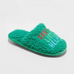 Kids' Holiday Santa's Little Helper Scuff Slippers - Wondershop™ Green -Home Decoration Shop GUEST ee7be785 1901 4631 890d b3f69008815c