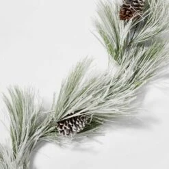 Home Decoration Shop 5 9' Battery Operated Pre-Lit Flocked Long Needle Artificial Pine Christmas Garland Warm White LED Lights - Wondershop™