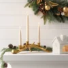 3.75"x11.5" Taper Metal Antler Christmas Sculpture Candle Holder Gold - Wondershop™