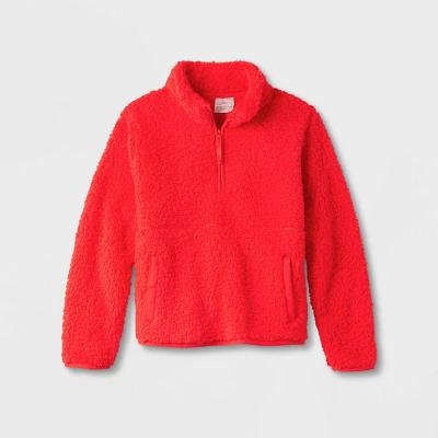 Kids' Faux Shearling Matching Family Half Zip-Up Pullover - Wondershop™ Red 3 Kids' Faux Shearling Matching Family Half Zip-Up Pullover - Wondershop™ Red
